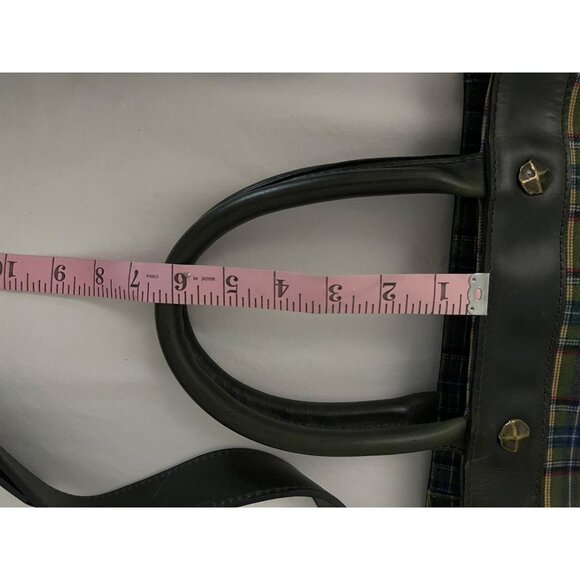 John Fluevog "Eddie Weekend" Plaid Canvas & Leather Tote - Picture 14 of 15